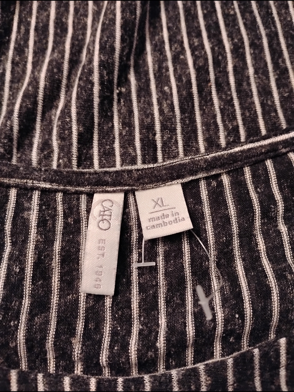 Cato Black with White Pinstripe Cold-Shoulder Top - Picture 5 of 7